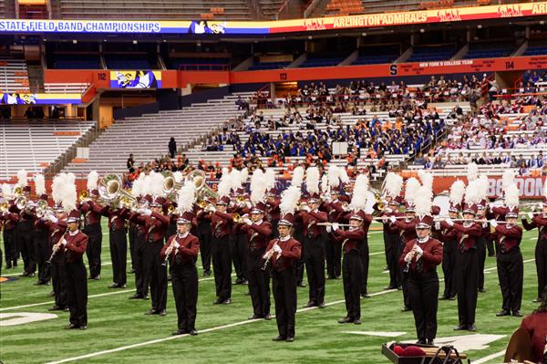 Marching Band on the field in Albany